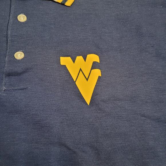 VTG 80s West Virginia WVU Mountaineers Polo Shirt Mens Small Made in USA - Picture 3 of 7